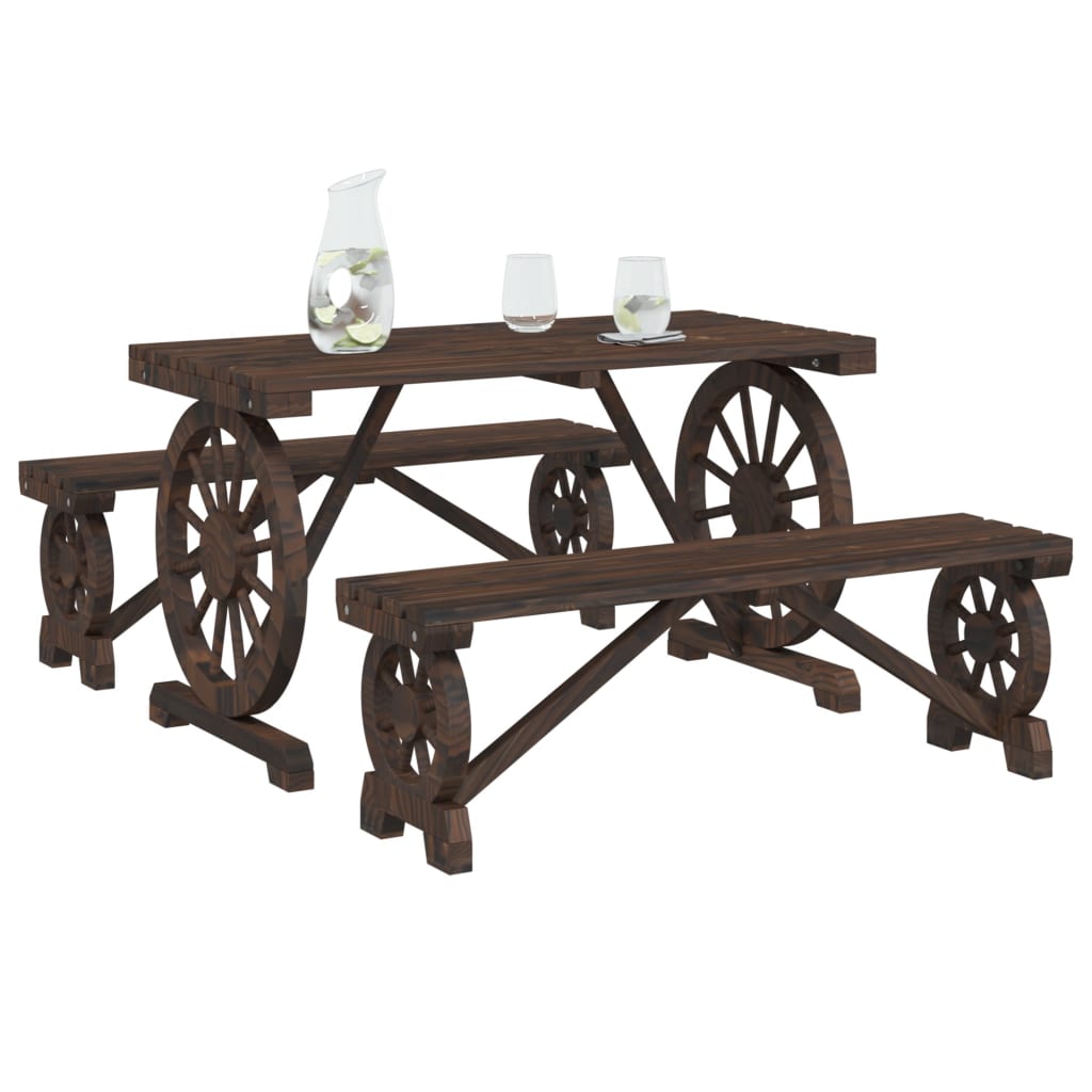 Garden Dining Set | Burnt Wood | Solid Fir Wood | Medium | Durable