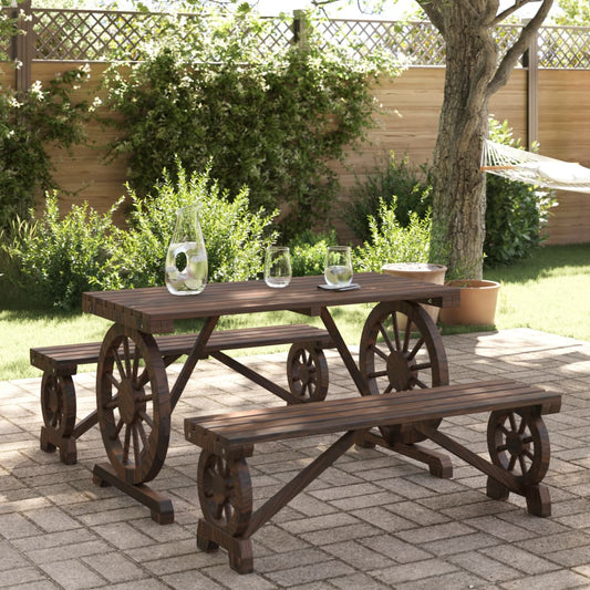 Garden Dining Set | Burnt Wood | Solid Fir Wood | Medium | Durable