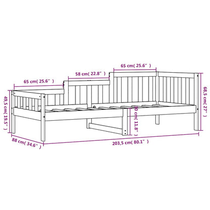 Day Bed without Mattress Black 80x200 cm Solid Wood Pine