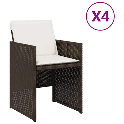 Garden Chairs with Cushions 4 pcs Brown Poly Rattan