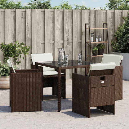 Garden Chairs with Cushions 4 pcs Brown Poly Rattan