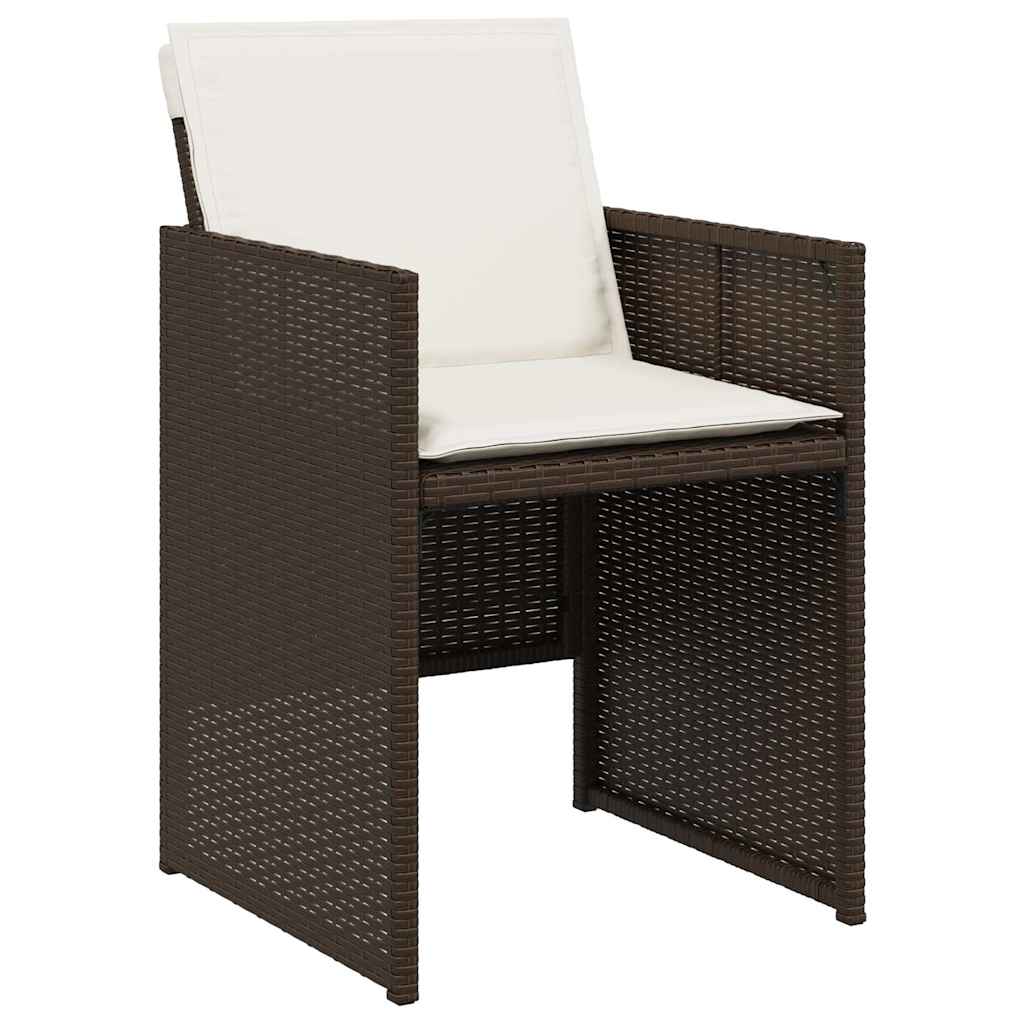 Garden Chairs with Cushions 4 pcs Brown Poly Rattan