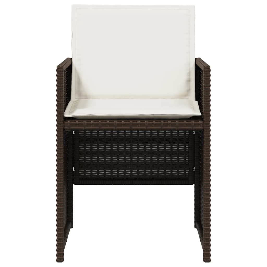 Garden Chairs with Cushions 4 pcs Brown Poly Rattan