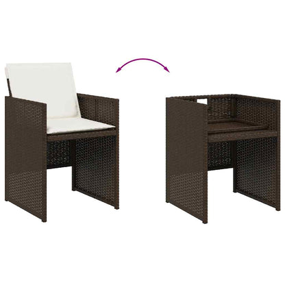 Garden Chairs with Cushions 4 pcs Brown Poly Rattan