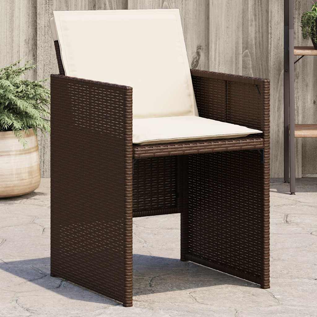 Garden Chairs with Cushions 4 pcs Brown Poly Rattan