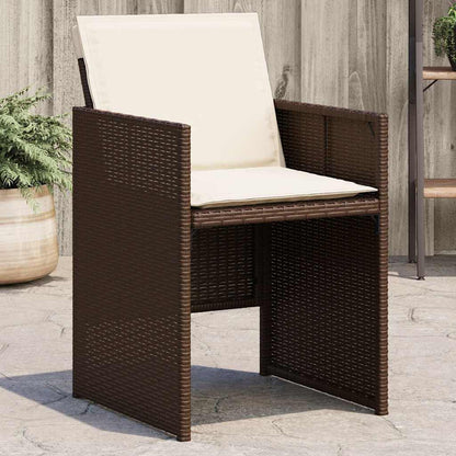 Garden Chairs with Cushions 4 pcs Brown Poly Rattan