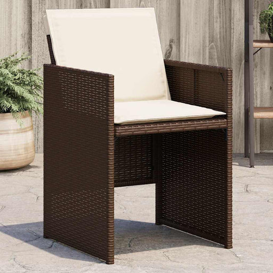 Garden Chairs with Cushions 4 pcs Brown Poly Rattan