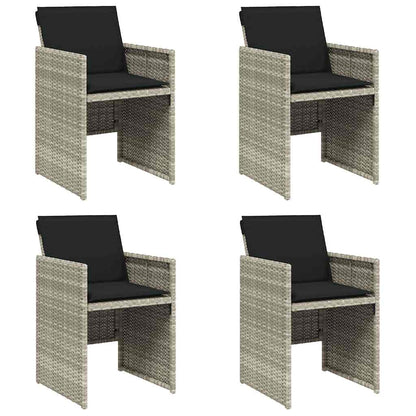 Garden Chairs with Cushions 4 pcs Light Grey Poly Rattan