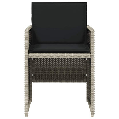 Garden Chairs with Cushions 4 pcs Light Grey Poly Rattan
