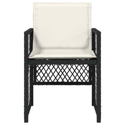 Garden Chairs with Cushions 4 pcs Black Poly Rattan