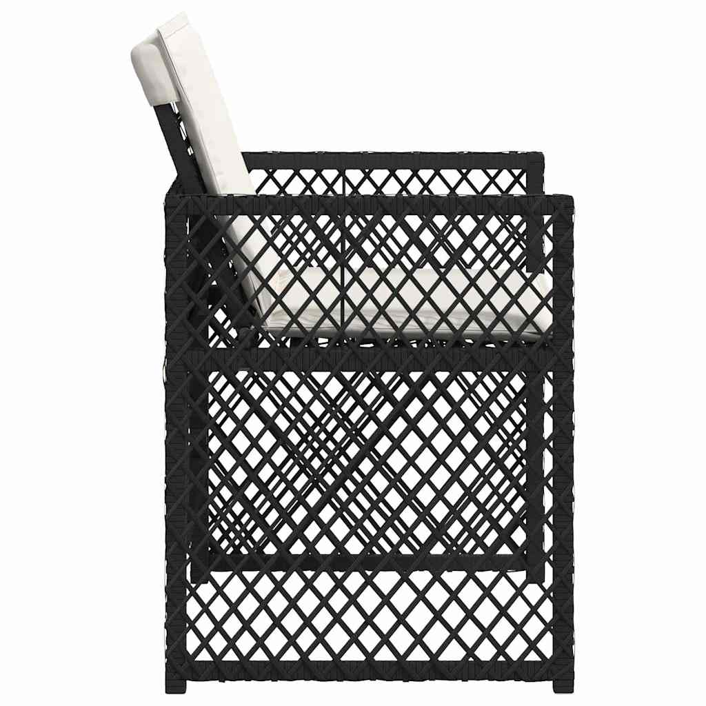 Garden Chairs with Cushions 4 pcs Black Poly Rattan
