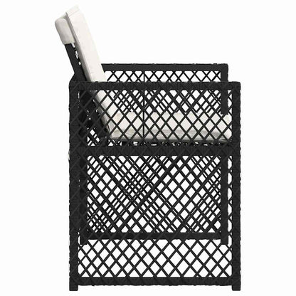 Garden Chairs with Cushions 4 pcs Black Poly Rattan