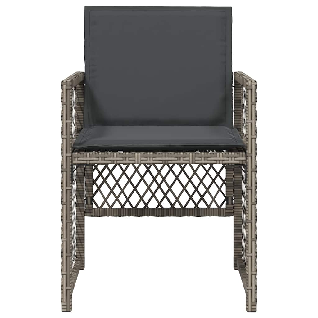 Garden Chairs with Cushions 4 pcs Grey Poly Rattan