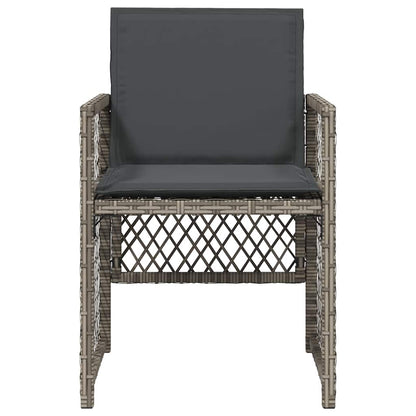 Garden Chairs with Cushions 4 pcs Grey Poly Rattan
