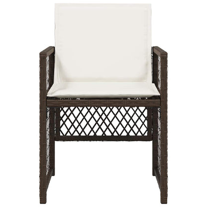 Garden Chairs with Cushions 4 pcs Brown Poly Rattan