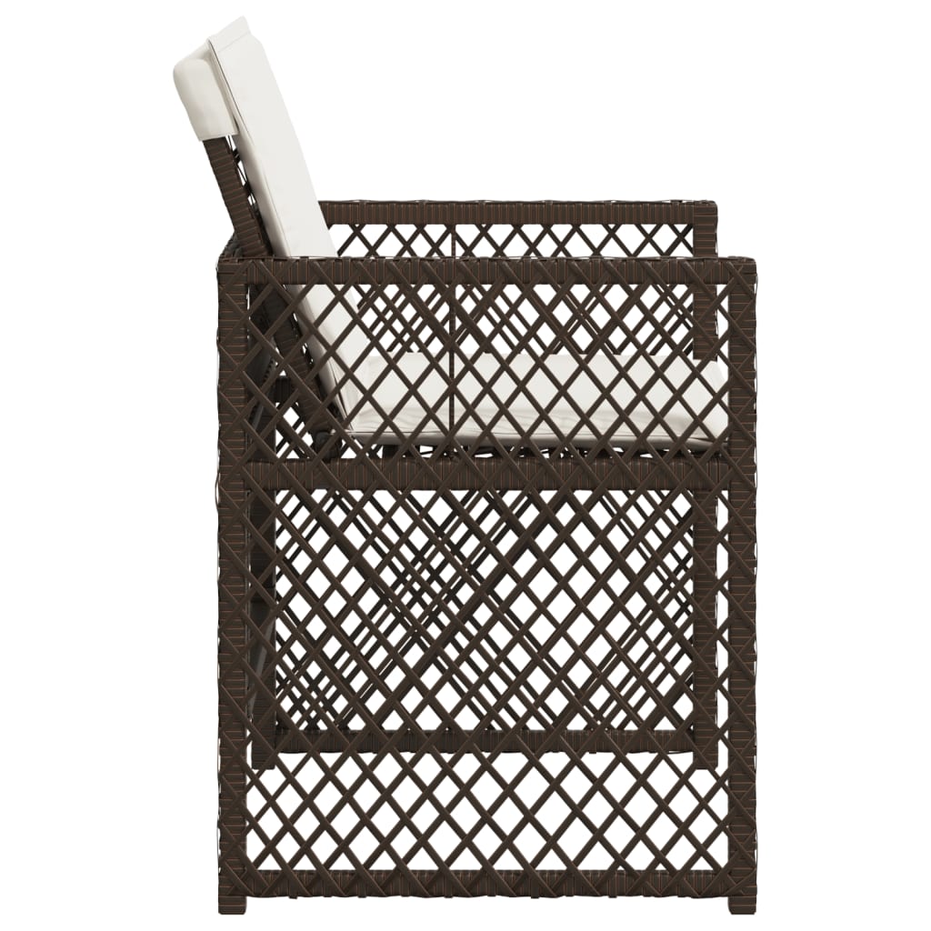 Garden Chairs with Cushions 4 pcs Brown Poly Rattan