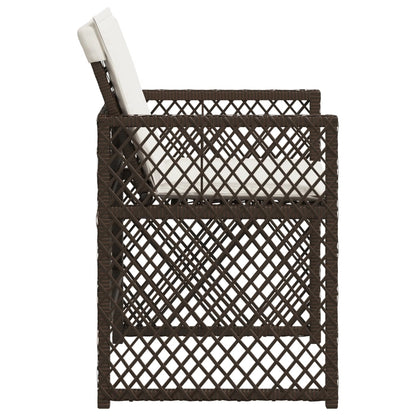 Garden Chairs with Cushions 4 pcs Brown Poly Rattan