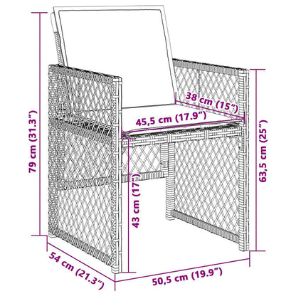 Garden Chairs with Cushions 4 pcs Brown Poly Rattan