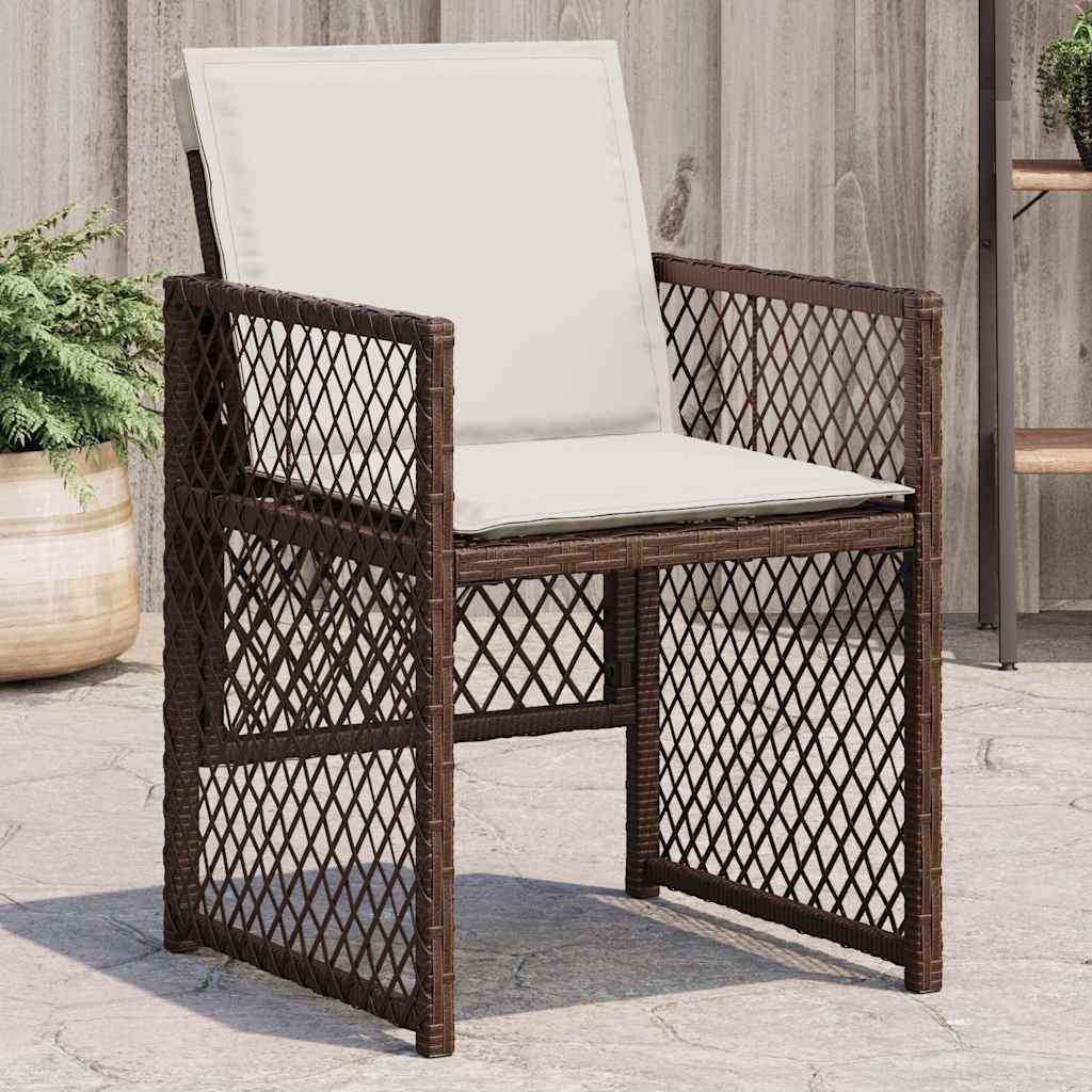 Garden Chairs with Cushions 4 pcs Brown Poly Rattan