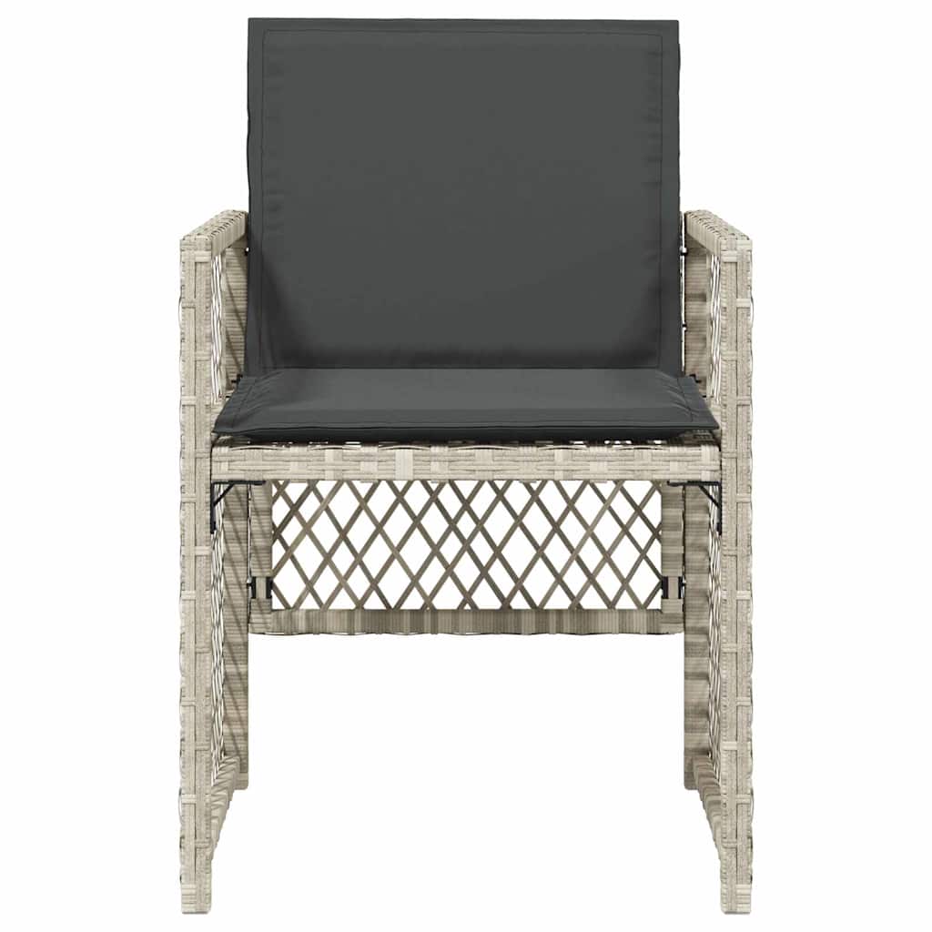 Garden Chairs with Cushions 4 pcs Light Grey Poly Rattan