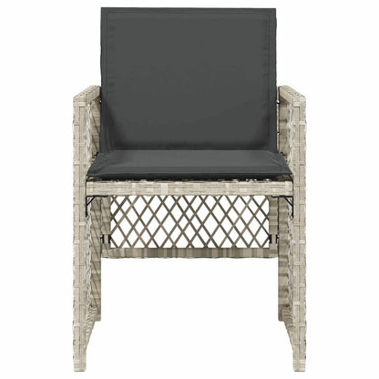 Garden Chairs with Cushions 4 pcs Light Grey Poly Rattan