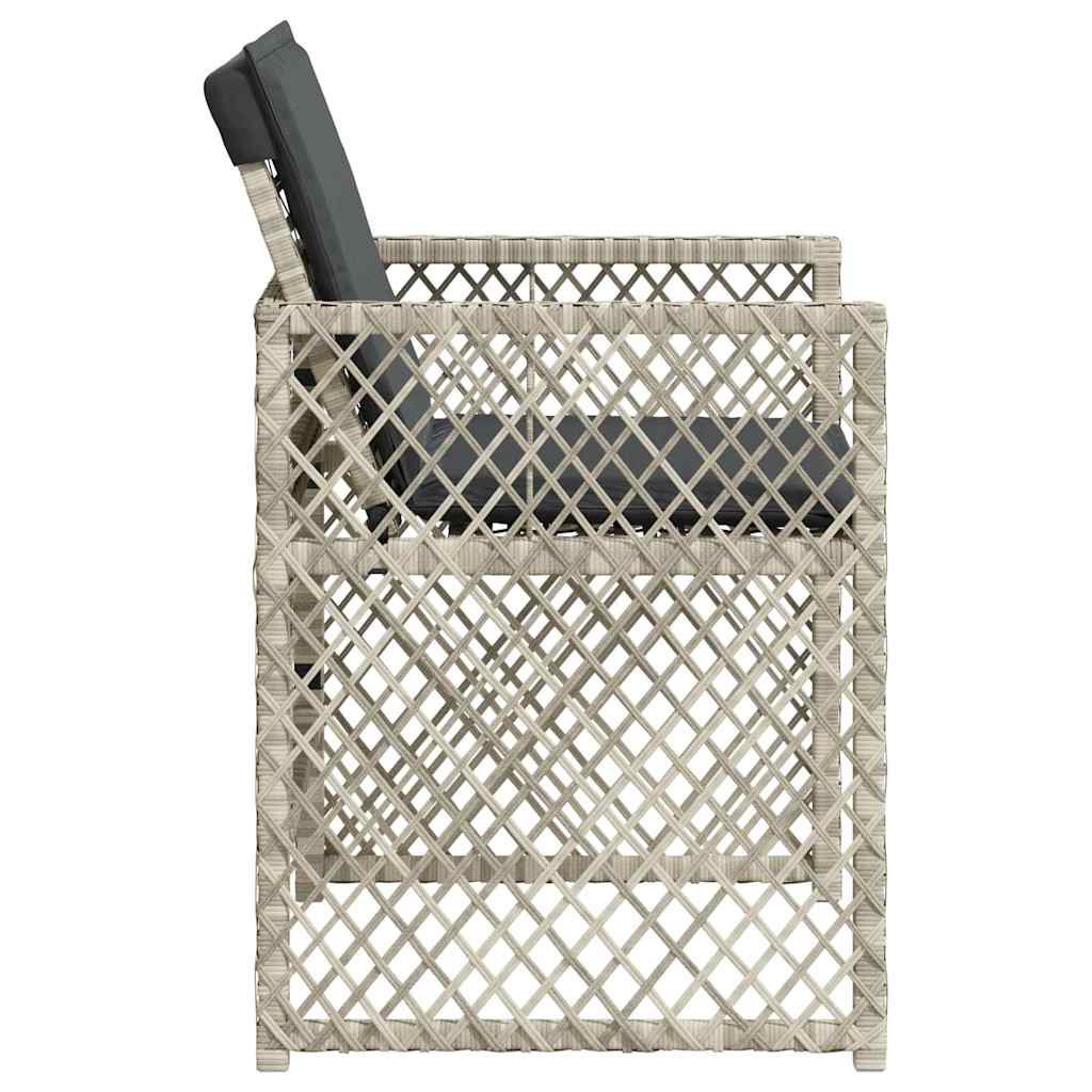 Garden Chairs with Cushions 4 pcs Light Grey Poly Rattan