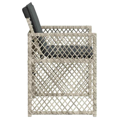Garden Chairs with Cushions 4 pcs Light Grey Poly Rattan