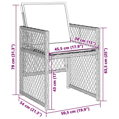 Garden Chairs with Cushions 4 pcs Light Grey Poly Rattan