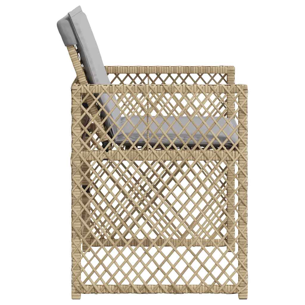 Garden Chairs with Cushions 4 pcs Mix Beige Poly Rattan