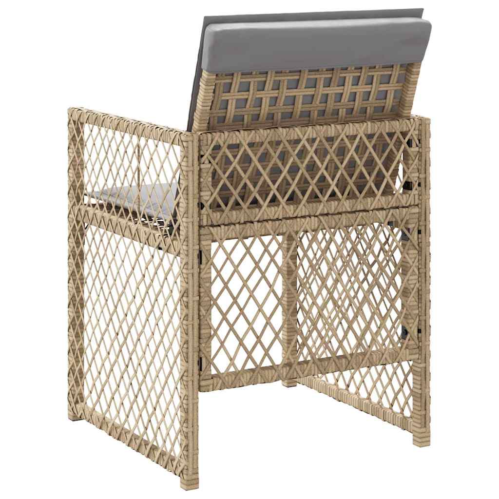 Garden Chairs with Cushions 4 pcs Mix Beige Poly Rattan