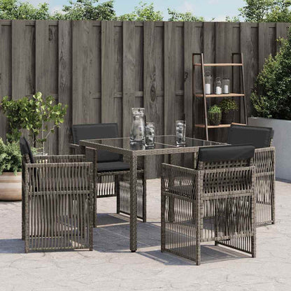 Garden Chairs with Cushions 4 pcs Grey Poly Rattan