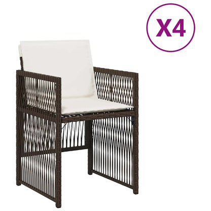 Garden Chairs with Cushions 4 pcs Brown Poly Rattan