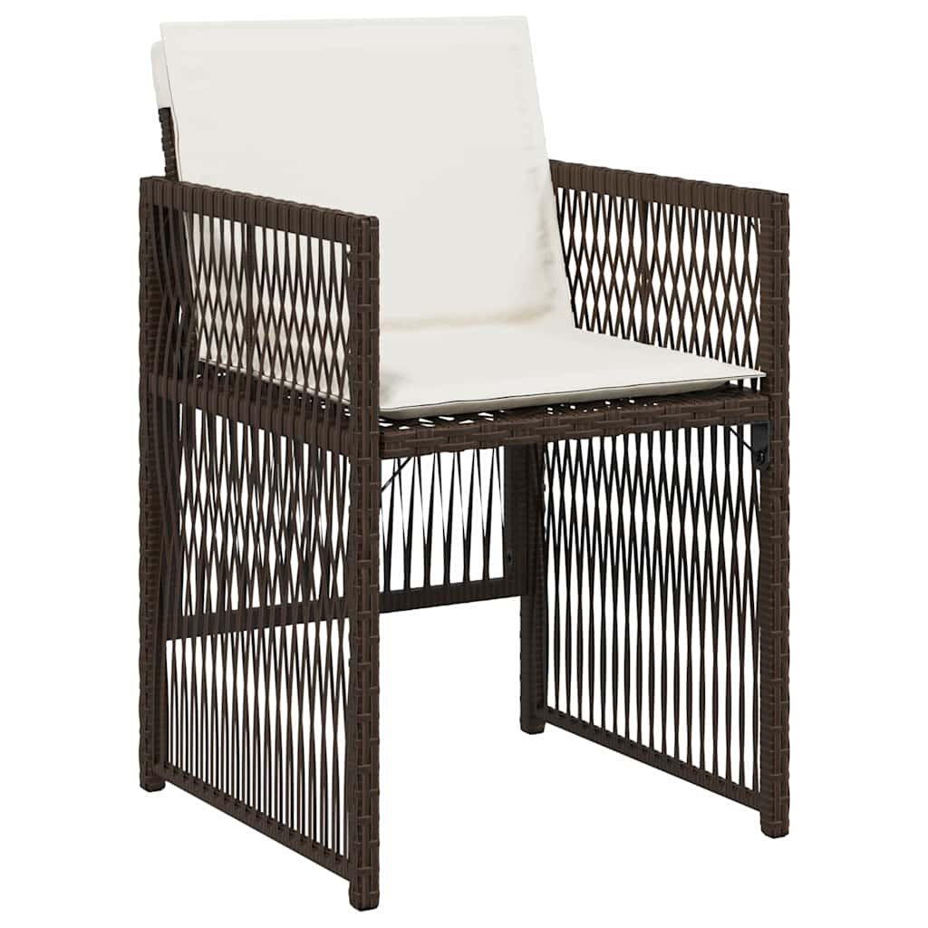 Garden Chairs with Cushions 4 pcs Brown Poly Rattan