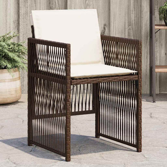 Garden Chairs with Cushions 4 pcs Brown Poly Rattan