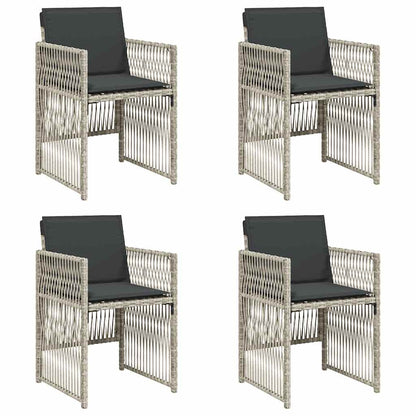 Garden Chairs with Cushions 4 pcs Light Grey Poly Rattan