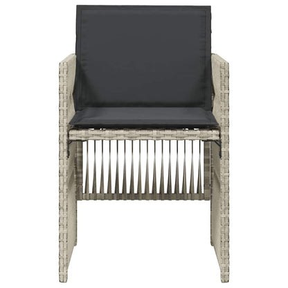 Garden Chairs with Cushions 4 pcs Light Grey Poly Rattan