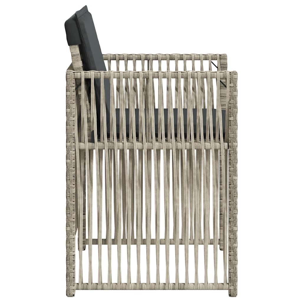 Garden Chairs with Cushions 4 pcs Light Grey Poly Rattan