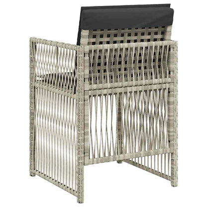 Garden Chairs with Cushions 4 pcs Light Grey Poly Rattan