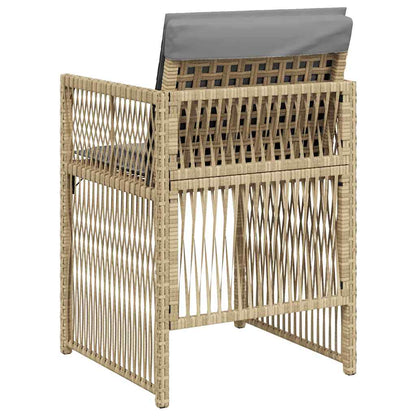 Garden Chairs with Cushions 4 pcs Mix Beige Poly Rattan