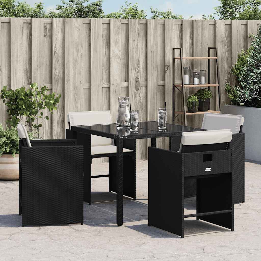 Garden Chairs with Cushions 4 pcs Black Poly Rattan