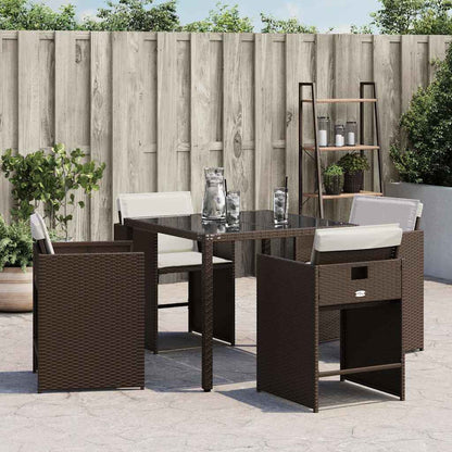 Garden Chairs with Cushions 4 pcs Brown Poly Rattan