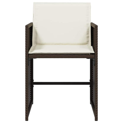Garden Chairs with Cushions 4 pcs Brown Poly Rattan