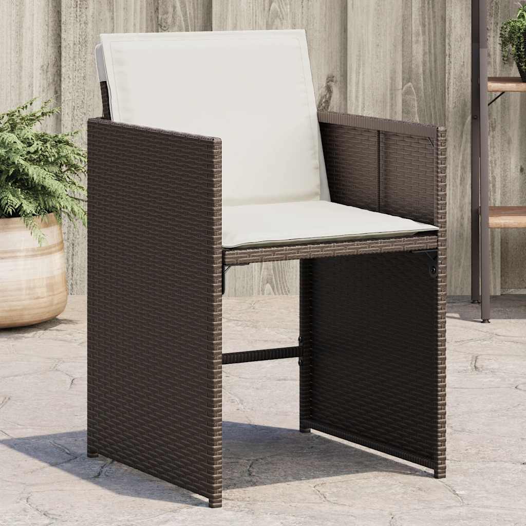 Garden Chairs with Cushions 4 pcs Brown Poly Rattan