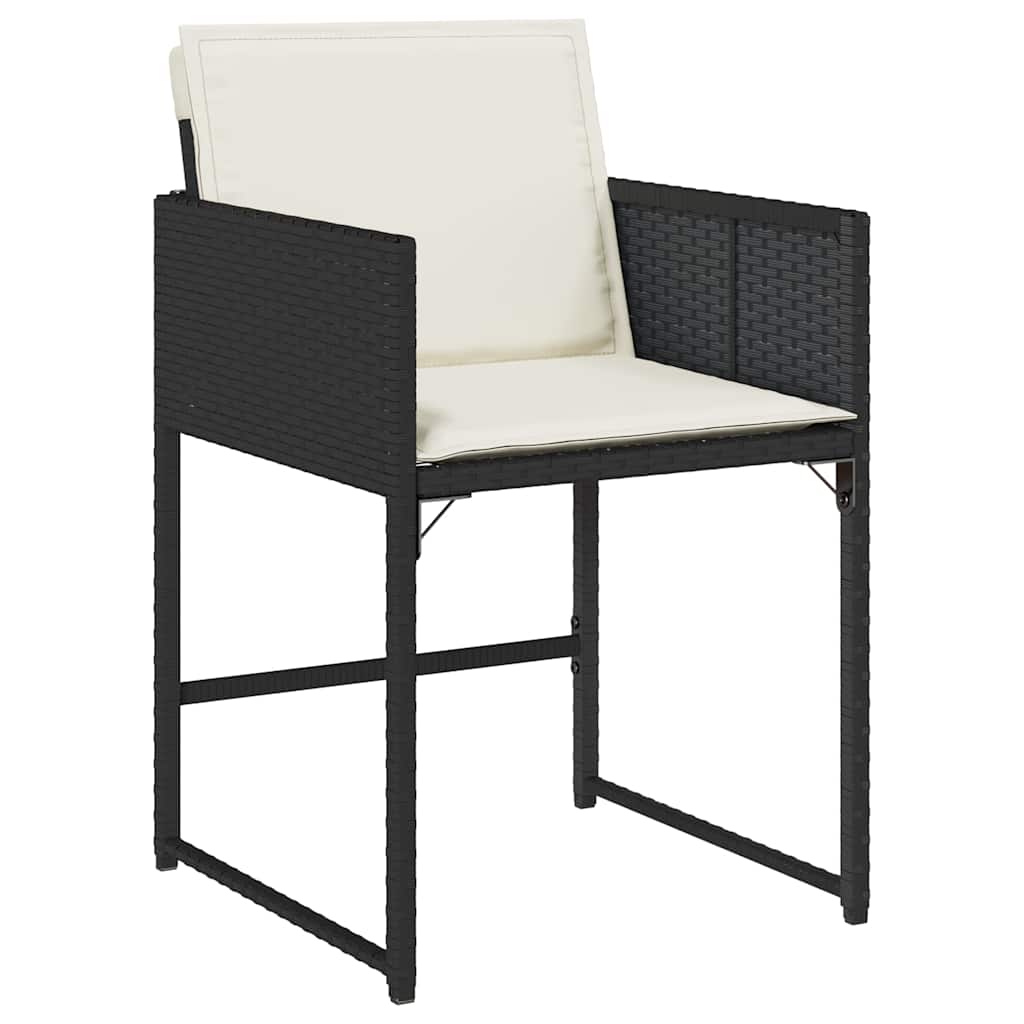 Garden Chairs with Cushions 4 pcs Black Poly Rattan
