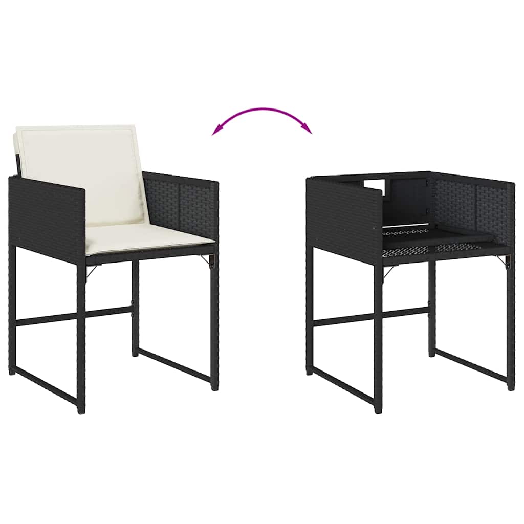 Garden Chairs with Cushions 4 pcs Black Poly Rattan