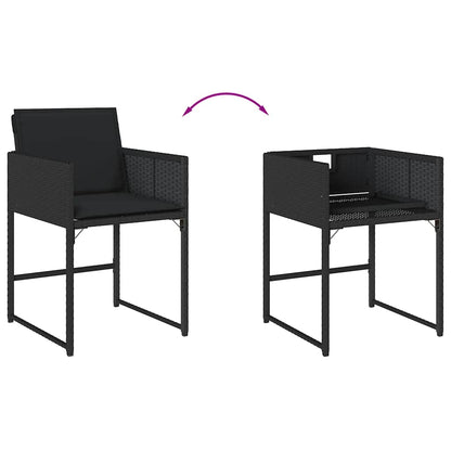 Garden Chairs with Cushions 4 pcs Black Poly Rattan
