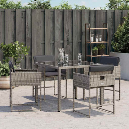 Garden Chairs with Cushions 4 pcs Grey Poly Rattan
