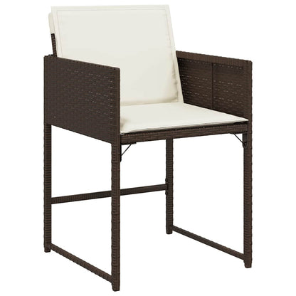 Garden Chairs with Cushions 4 pcs Brown Poly Rattan