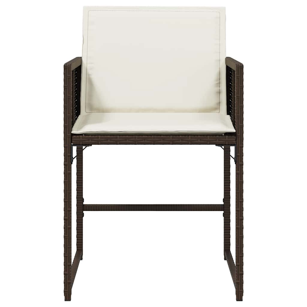 Garden Chairs with Cushions 4 pcs Brown Poly Rattan