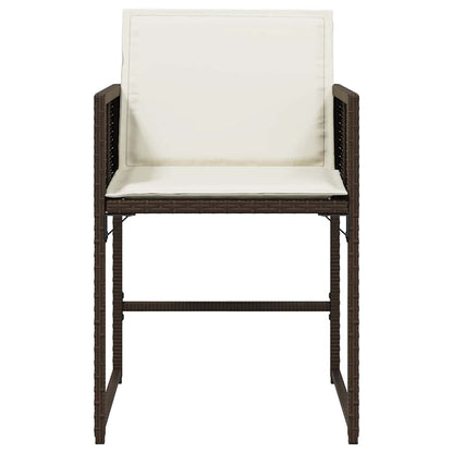 Garden Chairs with Cushions 4 pcs Brown Poly Rattan